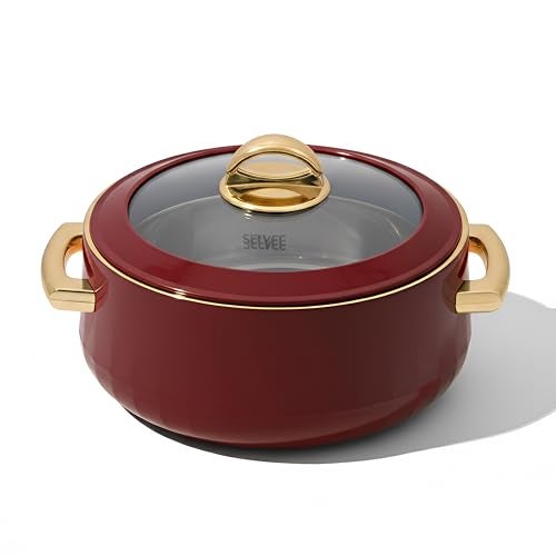 SELVEL Giving shape to life! Elegance Glass Lid Casserole | Premium Stainless Steel Insulated Hot Pot | See-Through Lid | Keeps Food Hot & Fresh (1700 ML, Maroon) - Image 1