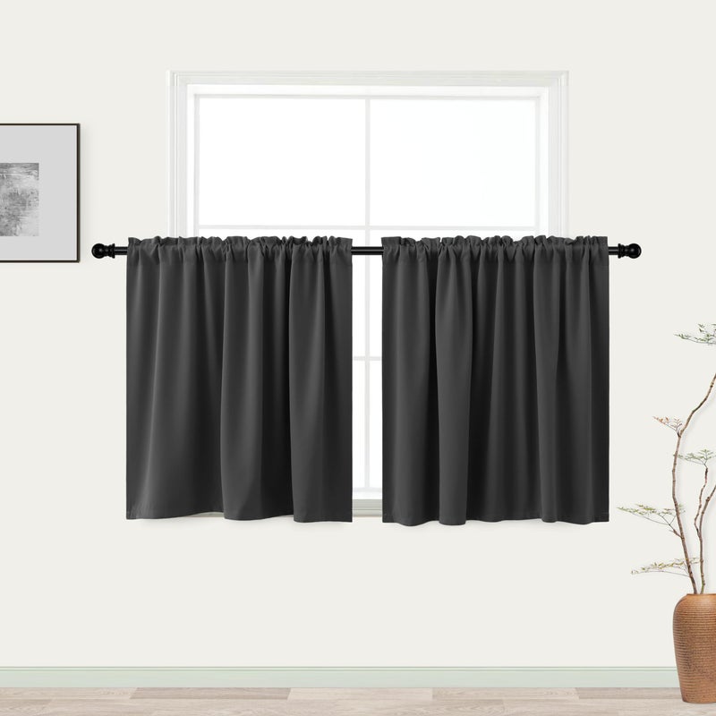 KOUFALL Extra Wide Short Curtains for BedroomBlackout 52 in Width Large Window Curtains for Living Room BathroomSet of 2 Panels30 Inch LengthDark Grey