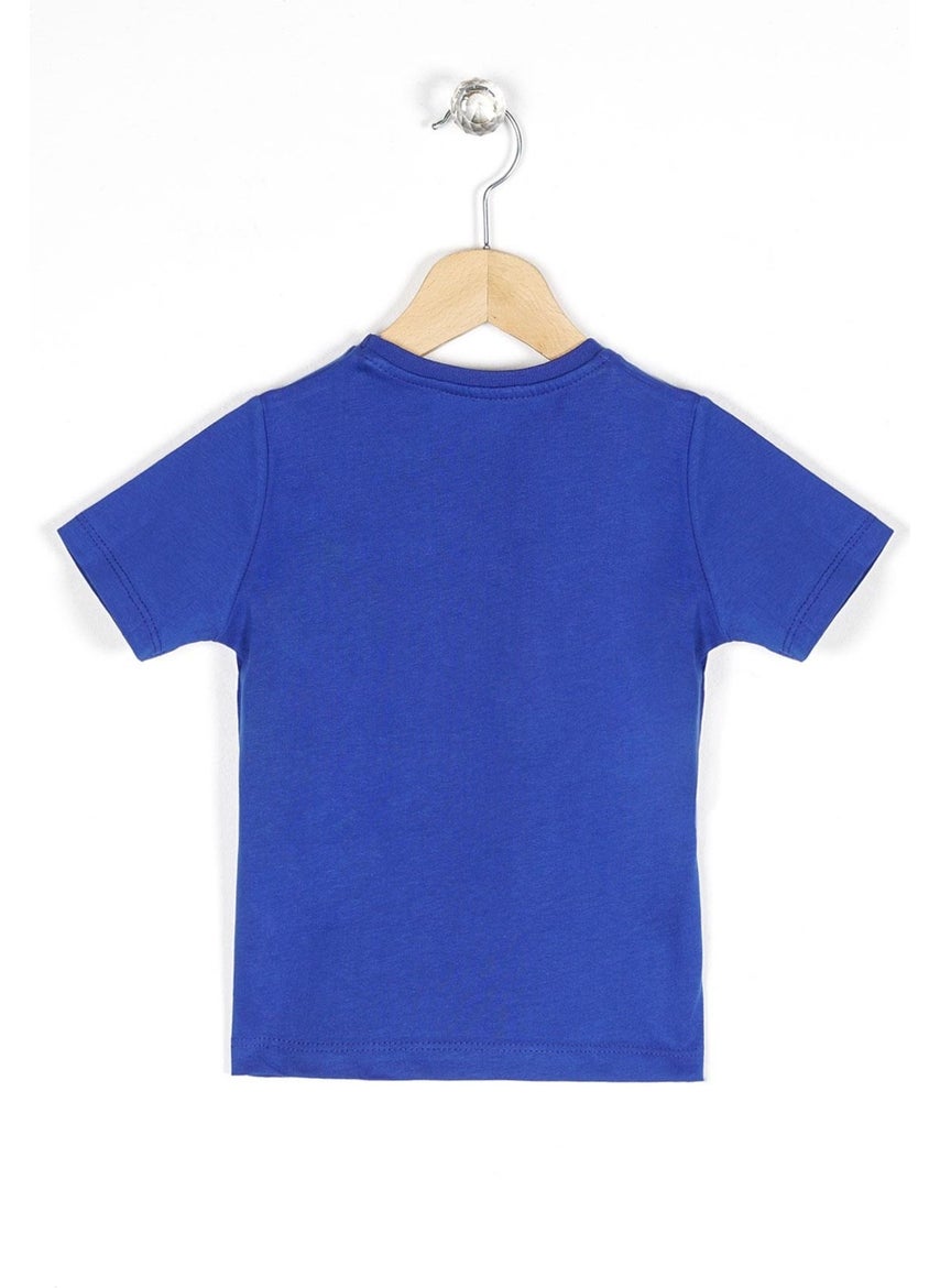 WEWE Crew Neck Short Sleeve Wild And Car Printed Saxe Color Boy T-shirt  - Image 2