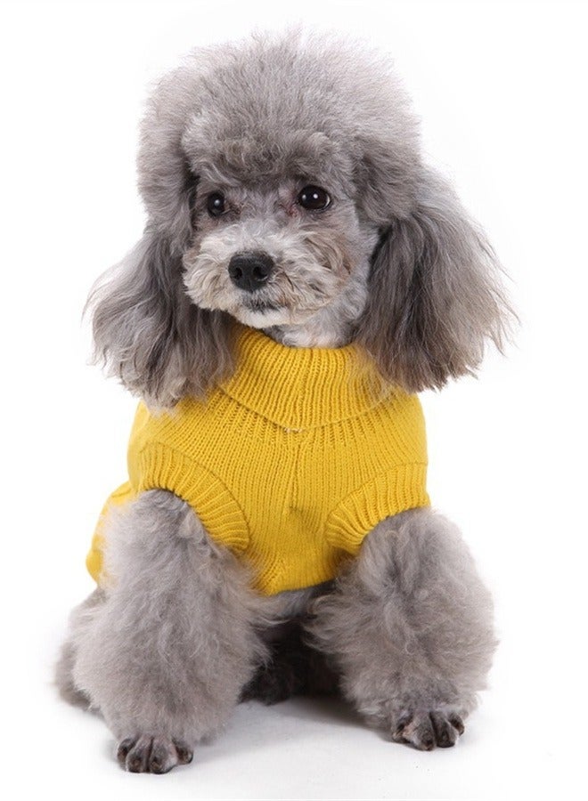 Loquat Squality Pet Supplies Dog Clothing Solid Color Floral High Neck Clothing Autumn And Winter Yellow - Image 1
