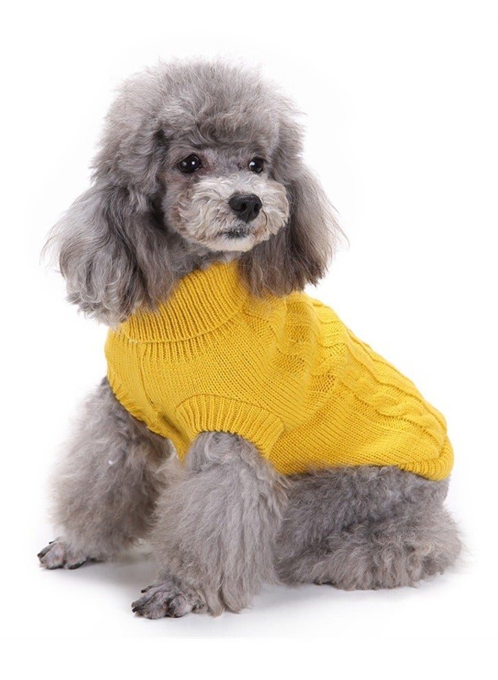Loquat Squality Pet Supplies Dog Clothing Solid Color Floral High Neck Clothing Autumn And Winter Yellow - Image 3