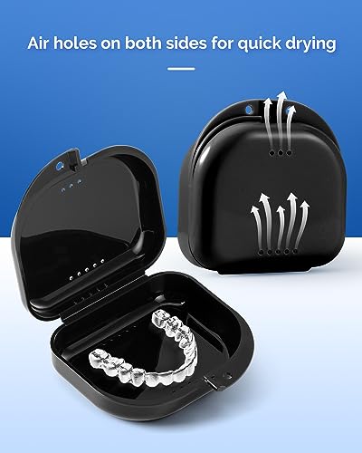 JMU Retainer Case with Vent Holes Mouth Guard Case Dental Storage Container Black - Image 5