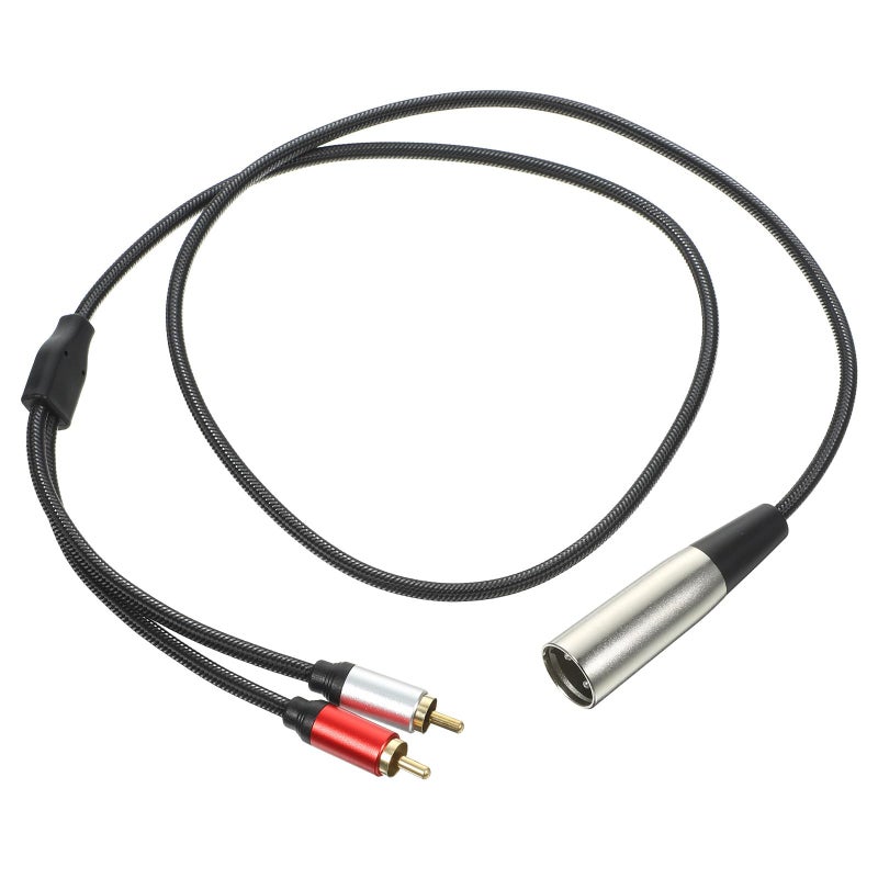 كابل صوتي احترافي من XLR إلى 2 RCA بطول 1 متر مع موصل ذكر إلى موصل RCA مزدوج لمعدات تسجيل الاستوديو - Image 2