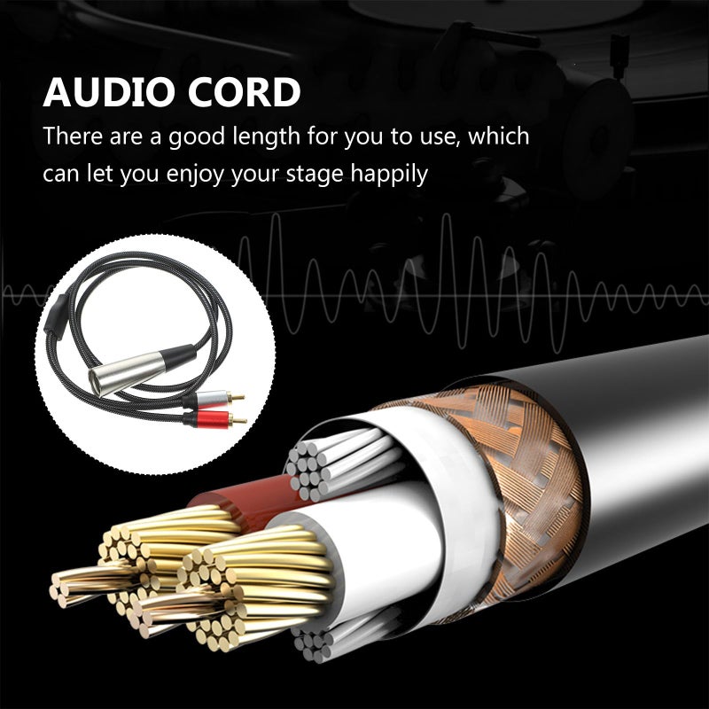 كابل صوتي احترافي من XLR إلى 2 RCA بطول 1 متر مع موصل ذكر إلى موصل RCA مزدوج لمعدات تسجيل الاستوديو - Image 5