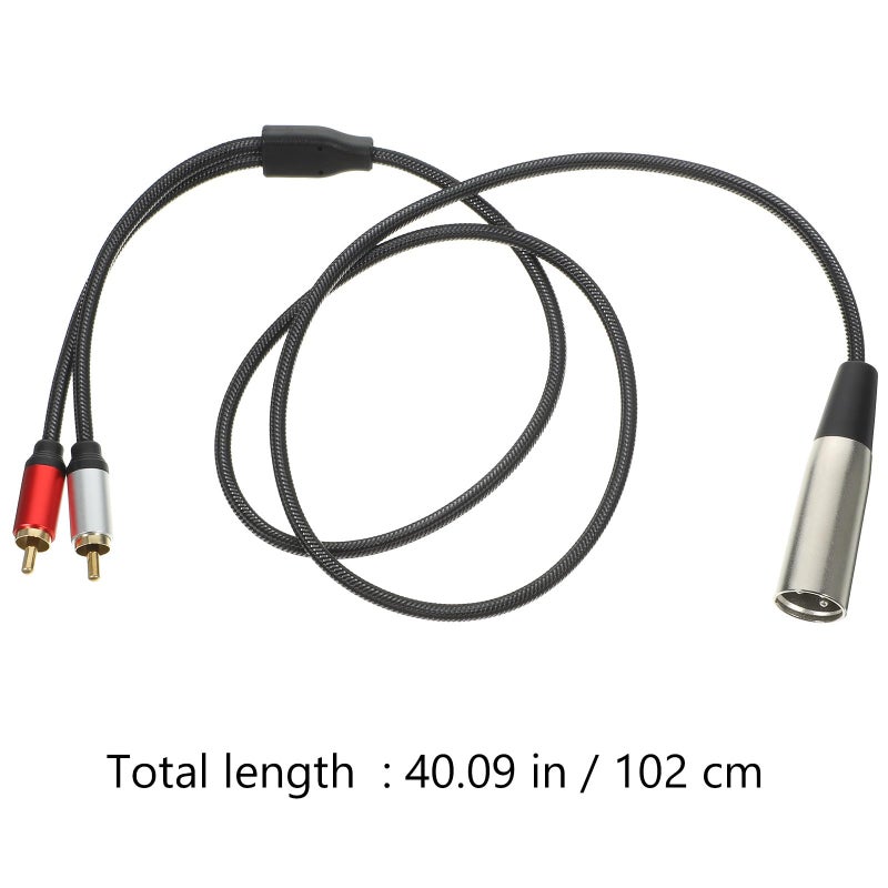 كابل صوتي احترافي من XLR إلى 2 RCA بطول 1 متر مع موصل ذكر إلى موصل RCA مزدوج لمعدات تسجيل الاستوديو - Image 3