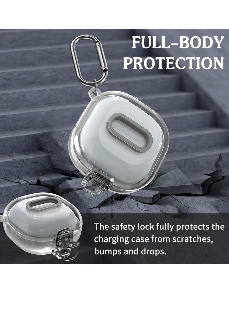 Excefore - Clear Case with Lock for Samsung Galaxy Buds 2 Case/Galaxy Buds Pro 2 Case/Galaxy Buds Live Case/Galaxy Buds Pro Case with Lanyard/Keychain Accessories, Hard Clear Case Protector Shell Cover - Image 1