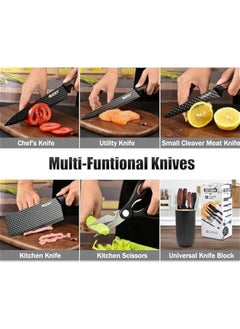 TRASSLE Knife Set, 6-Piece Professional Kitchen Knife Set for Chef, Super Sharp Knife Set with Universal Knife Block, Anti-Rust Stainless Steel Kitchen Knife Block Set, Ergonomical Design  - Image 5