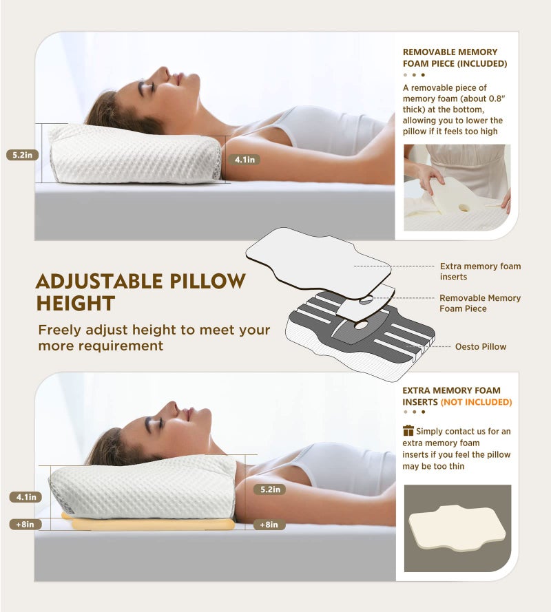 Osteo Cervical Pillow for Neck Pain Relief, Hollow Design Odorless Memory Foam Pillows with Cooling Case, Adjustable Orthopedic Bed Pillow for Sleeping, Support for Side Back Stomach Sleepers - Image 4