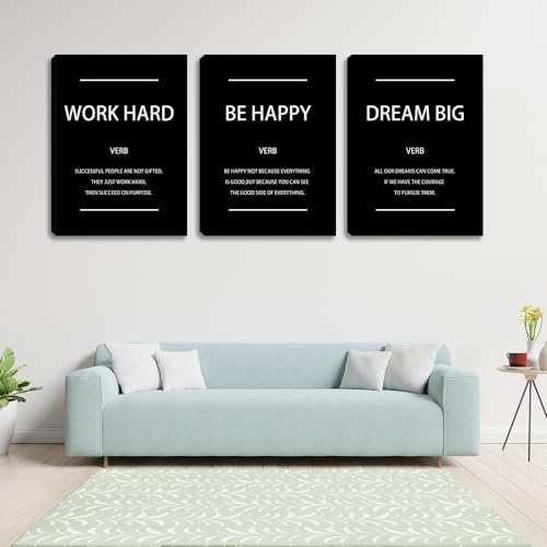 Kuiluuye Motivational Affirmation Wall Art Inspirational Poster Prints Encourage Office Wall Decor Art Prints Black Pictures Painting Stretched and Framed Ready to Hang for Living Room Bedroom (36" Wx16 H) - Image 2