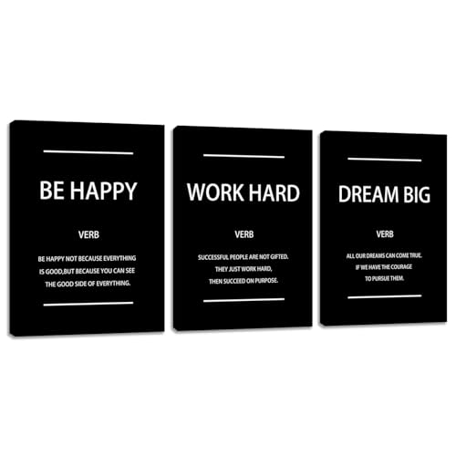 Kuiluuye Motivational Affirmation Wall Art Inspirational Poster Prints Encourage Office Wall Decor Art Prints Black Pictures Painting Stretched and Framed Ready to Hang for Living Room Bedroom (36" Wx16 H) - Image 1