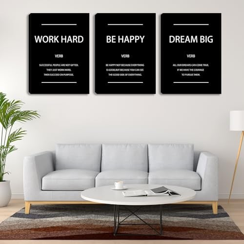 Kuiluuye Motivational Affirmation Wall Art Inspirational Poster Prints Encourage Office Wall Decor Art Prints Black Pictures Painting Stretched and Framed Ready to Hang for Living Room Bedroom (36" Wx16 H) - Image 5