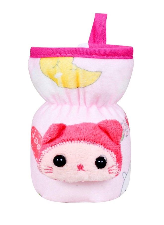 The Little Lookers Soft Plush Stretchable Baby Feeding Bottle Cover With Easy To Hold Strap ; Cute Animated Overall Print Pack Of 2 (Pink & Blue Narrow Neck 60Ml 2Oz)  - Image 5