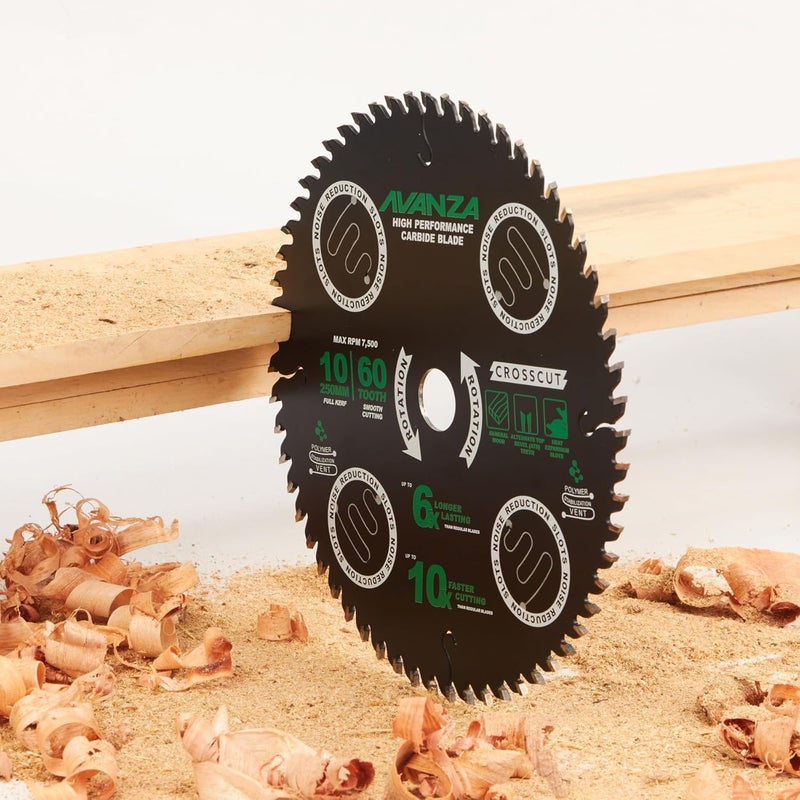 AVANZA Full-Kerf TCT Saw Blade 10 X 60. Best suited for cutting of plywood and crosscutting of woods. SUPER SMOOTH! DuraShield™ coated and Anti-Vibration Technology in-built. - Image 4