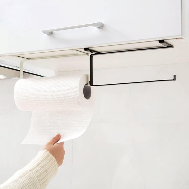 HOUSE OF QUIRK House of Quirk Paper Roll Holder Paper Towel Holder Cabinet Hanging Kitchen Roll Hanger Dispenser Storage Rack Towel Necktie Bedroom Toilet Organization Storage 2 Pack Black - Image 2
