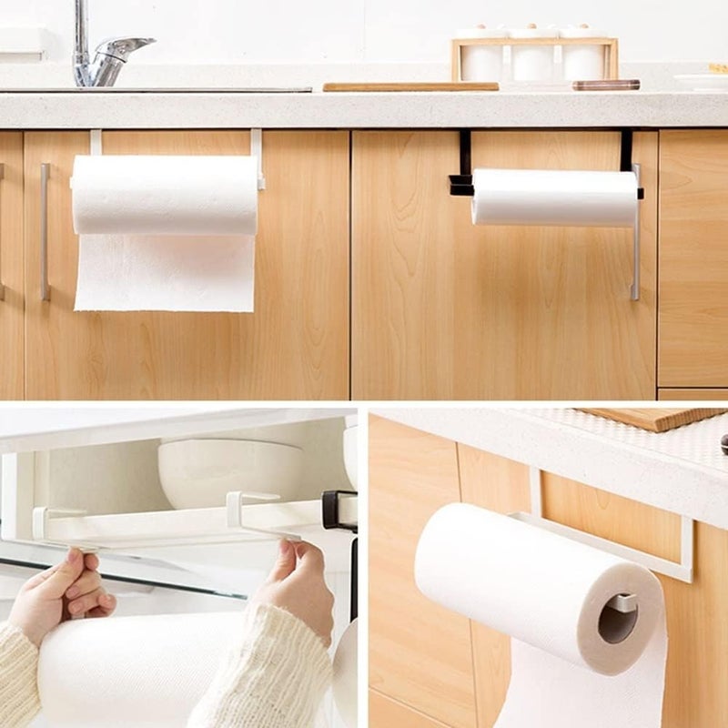 HOUSE OF QUIRK House of Quirk Paper Roll Holder Paper Towel Holder Cabinet Hanging Kitchen Roll Hanger Dispenser Storage Rack Towel Necktie Bedroom Toilet Organization Storage 2 Pack Black - Image 4