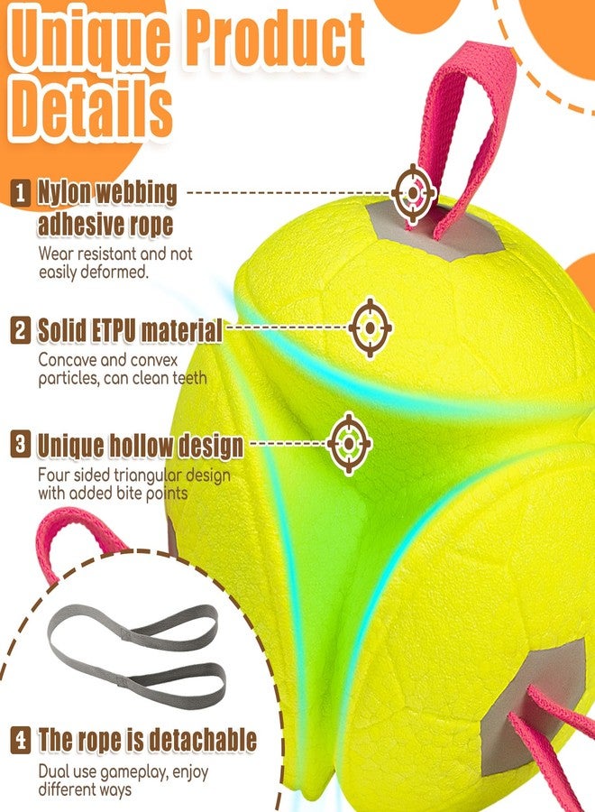 Moonorange 6 Inch Dog Ball Toys Interactive Soccer Ball with Straps for Tug of War Water Pet Toys Gifts for Puppy Birthday Indoor Outdoor for Fetch for Large Medium Dogs - Image 3