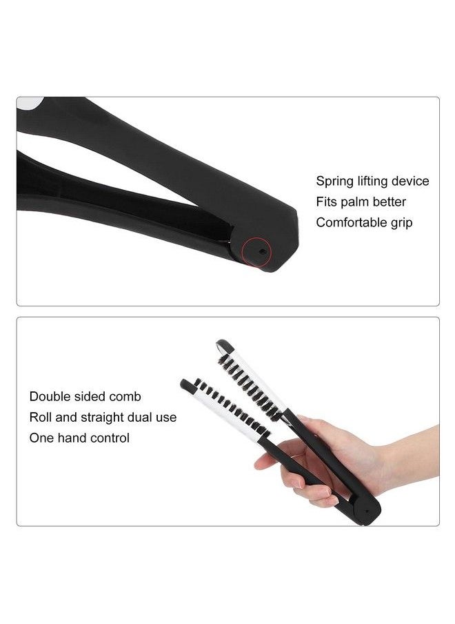 ZJchao - Double Brushes Comb Clamp Hair Brush Double Sided Brush Hair Straightening Double Sided Brush Comb Clamp Hair Brushes Styling Tool For Women Men Hairdressing Comb Double Brushes(White) - Image 1