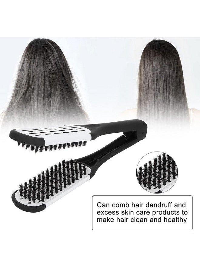 ZJchao - Double Brushes Comb Clamp Hair Brush Double Sided Brush Hair Straightening Double Sided Brush Comb Clamp Hair Brushes Styling Tool For Women Men Hairdressing Comb Double Brushes(White) - Image 1