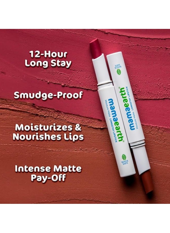Mamaearth Moisture Matte Longstay Lipstick with Avocado Oil & Vitamin E for 12 Hour Long Stay - 05 Bubblegum Nude - 2 g - Image 3