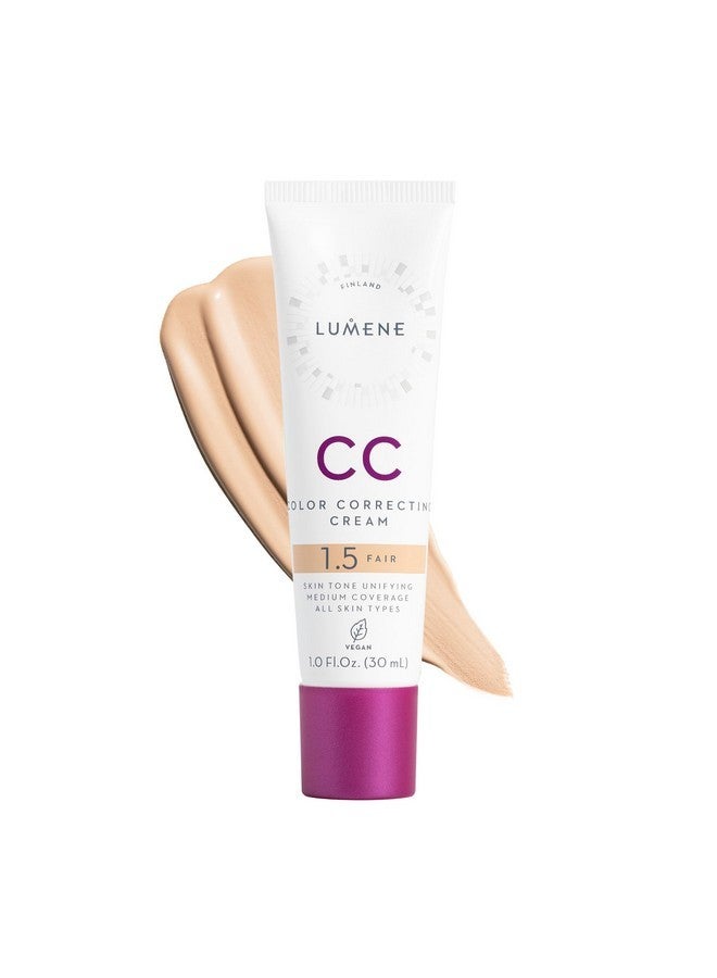 Lumene Color Correcting CC Cream - Lightweight Foundation - Medium Coverage - Redness Reducing Face Makeup for a Glowing Complexion - Vegan Formula + Suitable for All Skin Types - Fair (1 fl oz) - Image 1