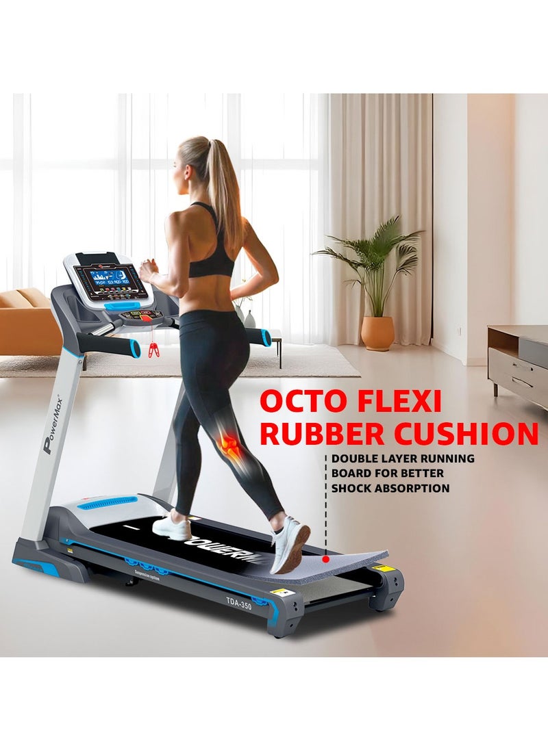 PowerMax Fitness - Fitness Tda-350 (6Hp Peak) Treadmill For Home Use ,12 Pre-Set Max Pro Workout Session【Max User Wt.120Kg | 18 Level Auto Incline | Top Speed:18 Km/Hr | Spring Resistance】 - Image 1