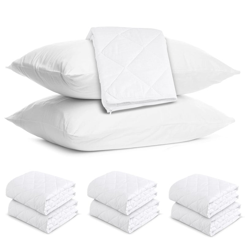 MH Traders Quilted Waterproof Pillow Protectors Pack of 6 Pillowcase are Ultra Soft  BreathableHypoallergenic White Bed Pillows Cover