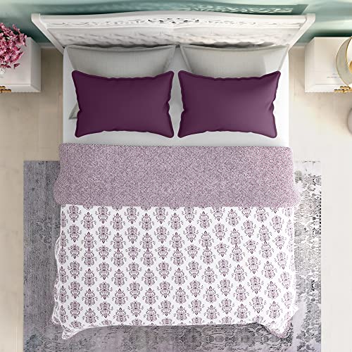 Wakefit Dohar Double Bed | 100% Cotton Blanket for Double Size Bed, Quilt | 110 GSM | Reverisible AC Blanket | 90x82 Inches - Susane Burgundy - Image 4