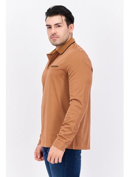 Jules Men Regular Fit Plain Long Sleeves Polo Shirt, Brown  - Image 2