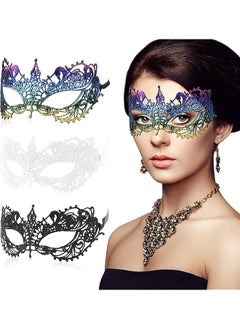 The Bros 3 Pieces Lace Masquerade Mask Elastic, Women Sexy Lace Masquerade Masks, Masquerade Mask, for Halloween, Masquerade Party, Thememed Party, Venetian Party, Mardi Gras  - Image 1