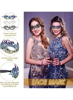 The Bros 3 Pieces Lace Masquerade Mask Elastic, Women Sexy Lace Masquerade Masks, Masquerade Mask, for Halloween, Masquerade Party, Thememed Party, Venetian Party, Mardi Gras  - Image 5