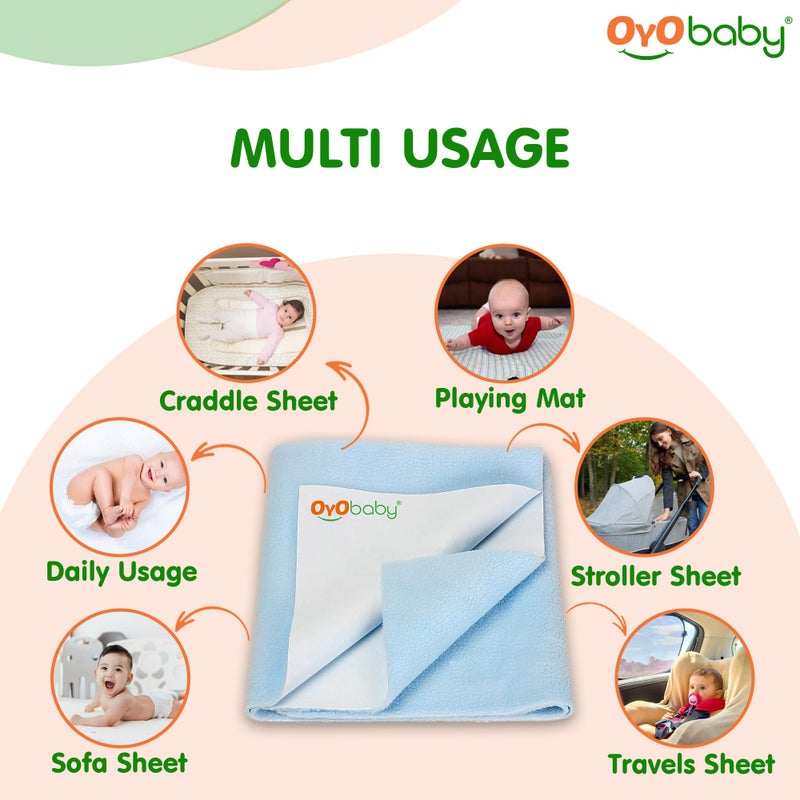 OYO BABY Extra Absorbent Waterproof Baby Dry Sheet Small Size (70 x 50cm) | Quick Dry Sheet for New Born Baby Bed Protector, Soft & Breathable Rubber Sheet for Bed|Blue - Image 5