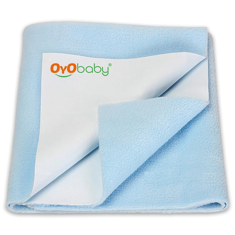 OYO BABY Extra Absorbent Waterproof Baby Dry Sheet Small Size (70 x 50cm) | Quick Dry Sheet for New Born Baby Bed Protector, Soft & Breathable Rubber Sheet for Bed|Blue - Image 1