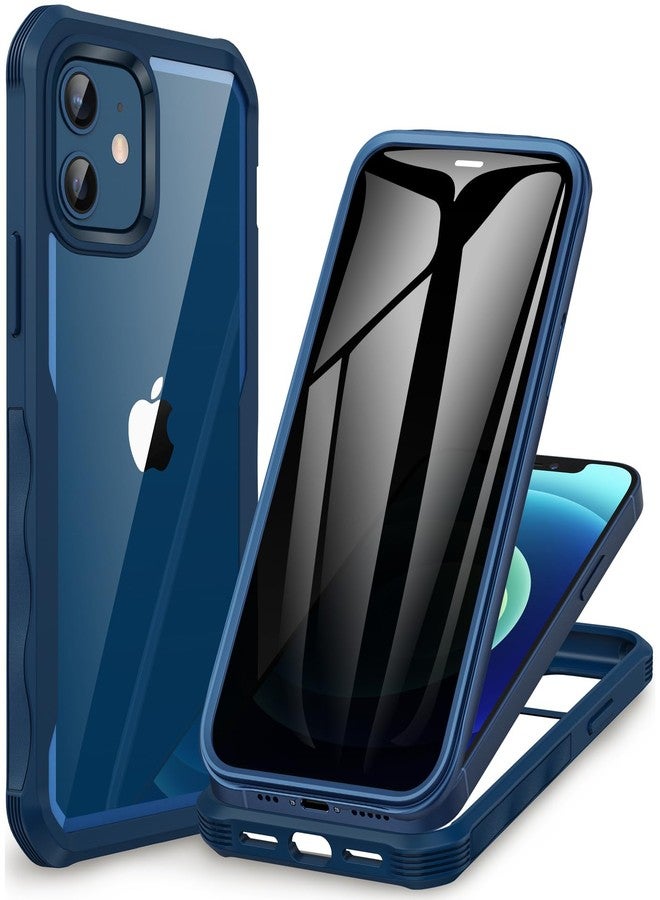 CENHUFO Compatible with iPhone 12/12 Pro Case Built-in Privacy Screen Protector, 360 Full Body Privacy Case for iPhone 12/12 Pro with Anti Spy Screen Protector -Blue - Image 1