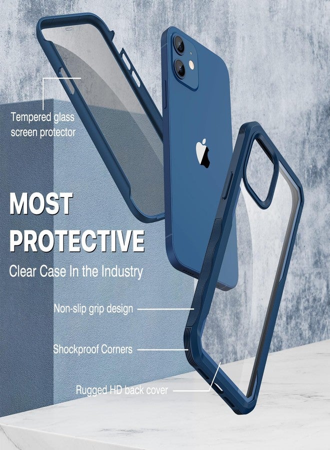 CENHUFO Compatible with iPhone 12/12 Pro Case Built-in Privacy Screen Protector, 360 Full Body Privacy Case for iPhone 12/12 Pro with Anti Spy Screen Protector -Blue - Image 3