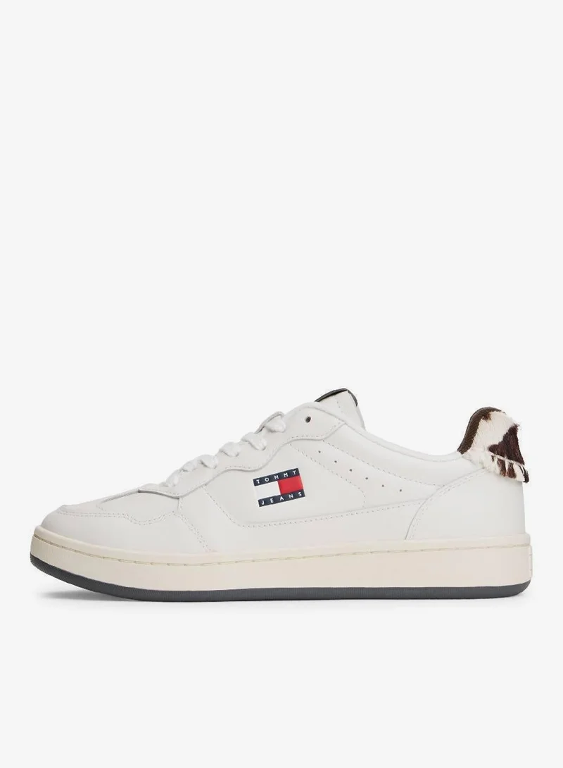 TOMMY JEANS Archive Court Cow Print Leather Trainers