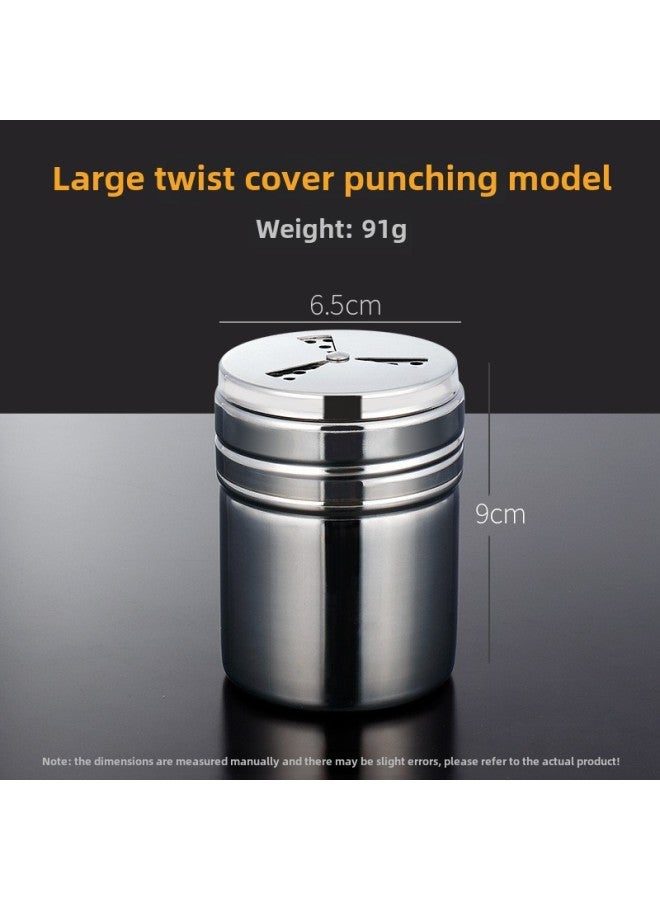304 Stainless Steel Flour Sieve Sieve Sieve Sieve Baking Household Sprinking Tank Sieve Powder Sieve Filter Screen Sugar Powder Sieve-Specifications:Punched Screw Cap Large Powder Can (with Moisture-proof Lid) - Image 1