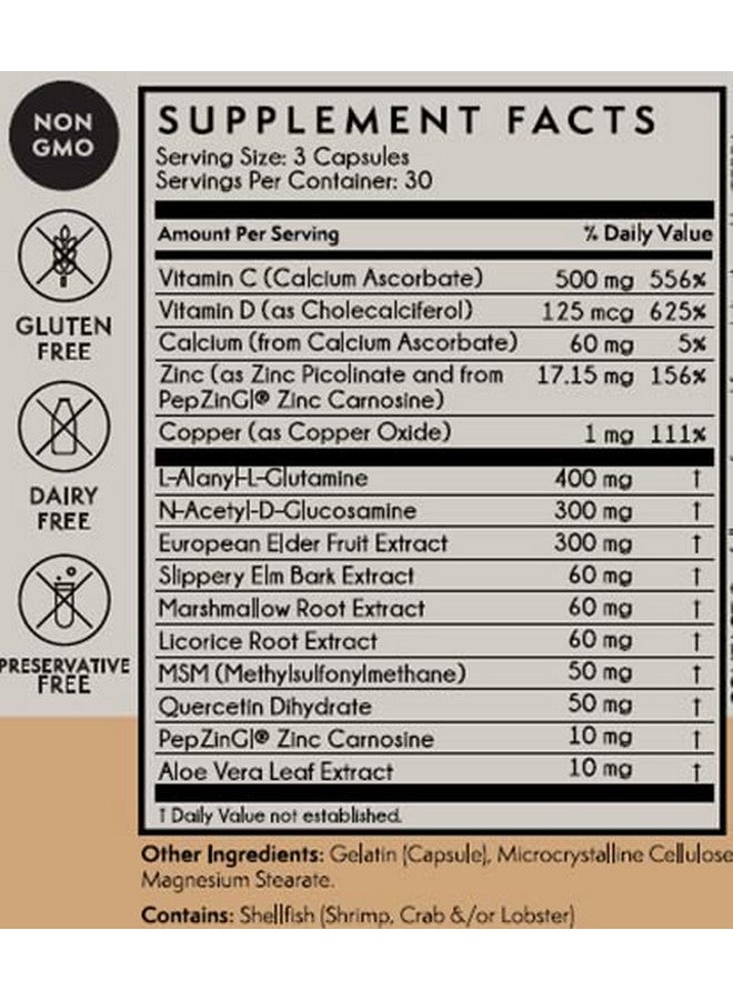 Terra Origin Healthy Gut Capsules With Immunity Boost ; 90 Capsules ; Digestive Support Including Intestinal Permeability Ibs Bloating Gas And Constipation* 30 Servings/90 Capsules. - Image 5