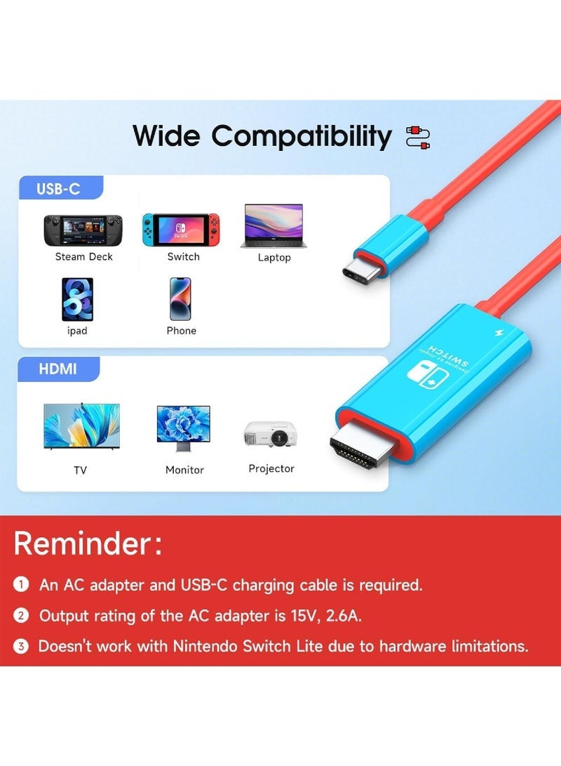 كيلا كابل HDMI محمول متوافق مع Nintendo Switch NS/OLED كابل USB C إلى HDMI يحل محل قاعدة Switch الأصلية لعكس شاشة التلفزيون مناسب للسفر بدقة 4K HD بطول 2 متر - Image 4
