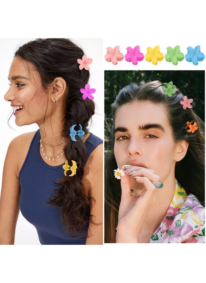 Velscrun VELSCRUN Hair Clips, Small Flower Claw Clips for Women Girls, Thin Hair 10Pcs Mini Hawaiian Flower Clips, 1.2" Matte Tiny Clips, Summer Stuff for Teen Girls Beach Tropical Hair Accessories, Gifts B  - Image 2