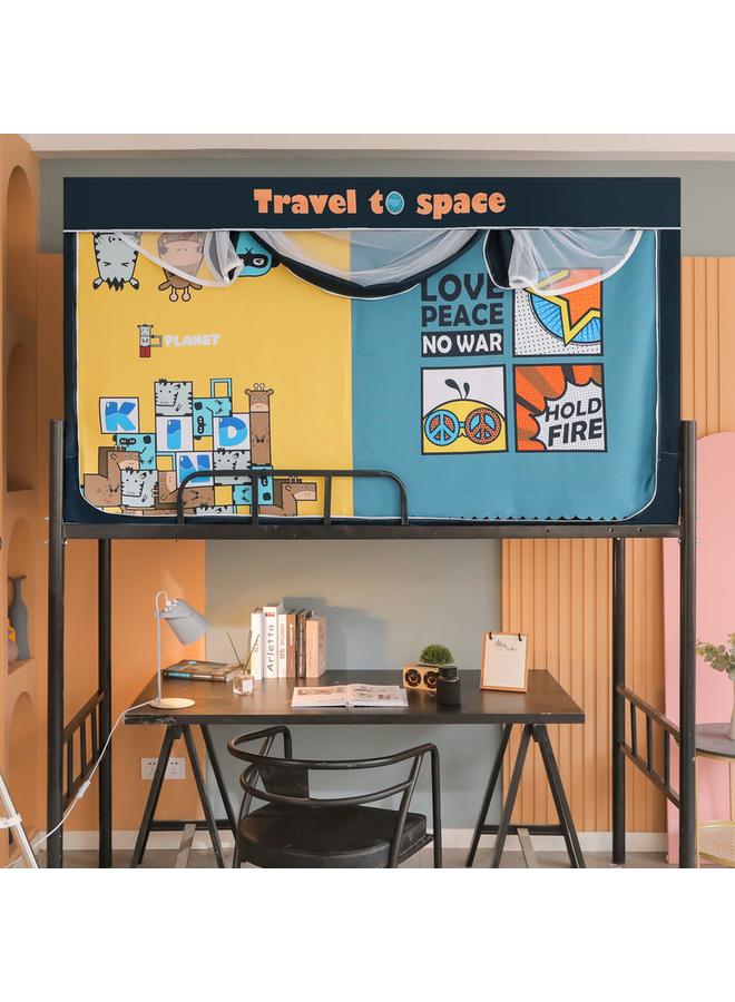 Bluejw Strong Shading Network Popular College Student Bed Curtain Mosquito Net Three-door Zipper Dormitory Cute Cartoon Wall Cloth Upper And Lower Bunk Yarn - Image 1