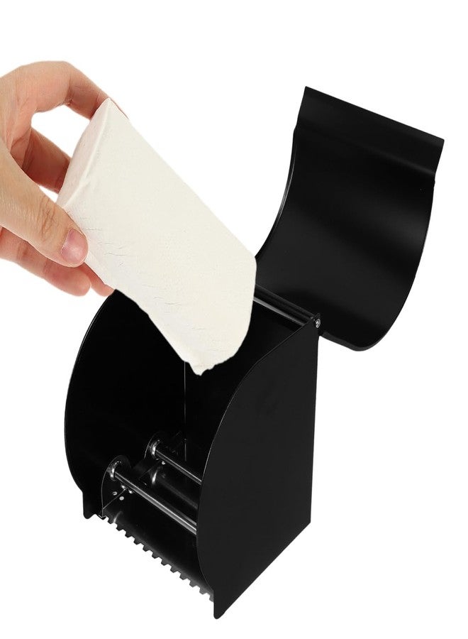 SHOWERORO 1pc Wall-Mounted Tissue Box Stainless Steel Tissue Case Bathroom Storage Holder with Easy Installation Stylish Black Design - Image 2