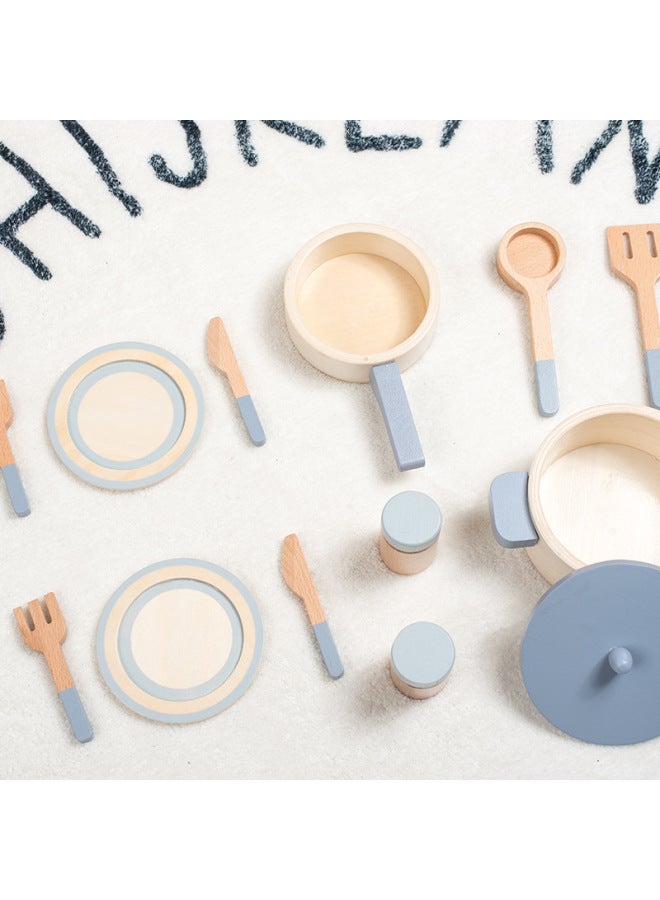 مجموعة ألعاب المطبخ الخشبية للأطفال، محاكاة تفاعلية لمسرح الطبخ، منتج الحضانة، ألعاب تعليمية - اللون: مجموعة شاي معكرون KB 0.5 - Image 4