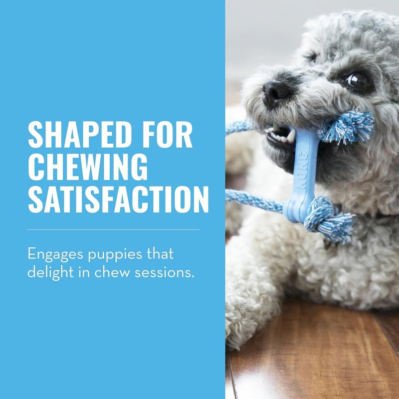 KONG Puppy Goodie Bone with Rope - Teething Rubber and Teeth Cleaning Dog Toy for Extra Small Puppies - Image 2