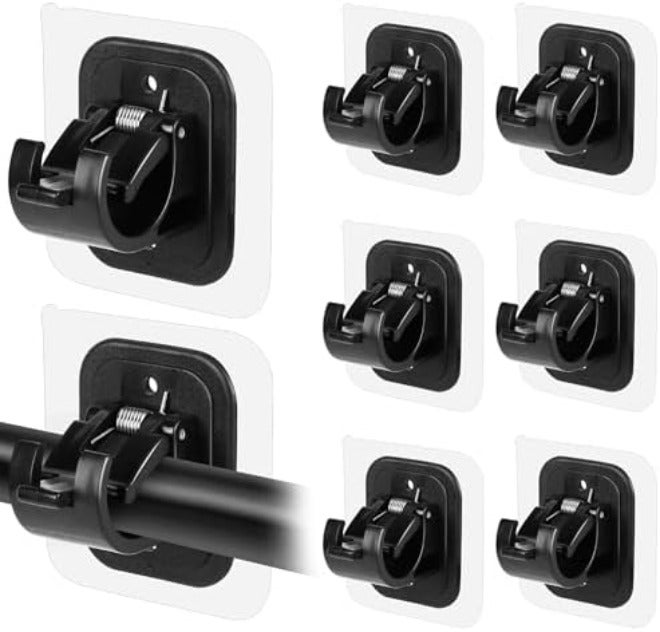 Codoule Self Adhesive No Drill Adjustable Curtain Rod Holder Hooks Brackets, Nail Free, No Drilling Hangers for Bathroom, Kitchen, Home, Bathroom and Hotel, Transparent, 8PCS - Image 1