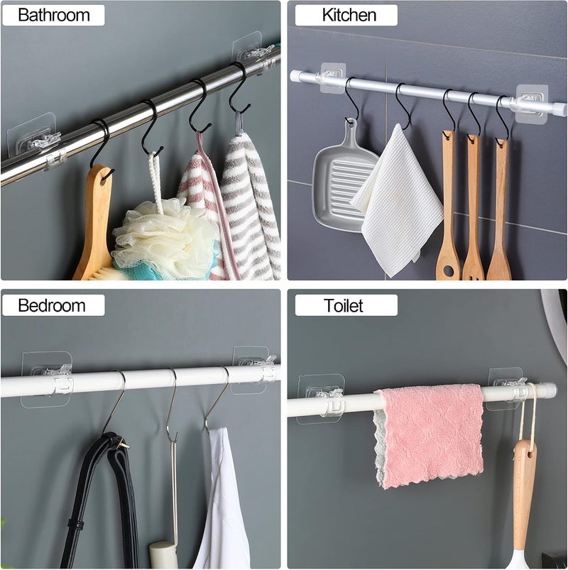 Codoule Self Adhesive No Drill Adjustable Curtain Rod Holder Hooks Brackets, Nail Free, No Drilling Hangers for Bathroom, Kitchen, Home, Bathroom and Hotel, Transparent, 8PCS - Image 5