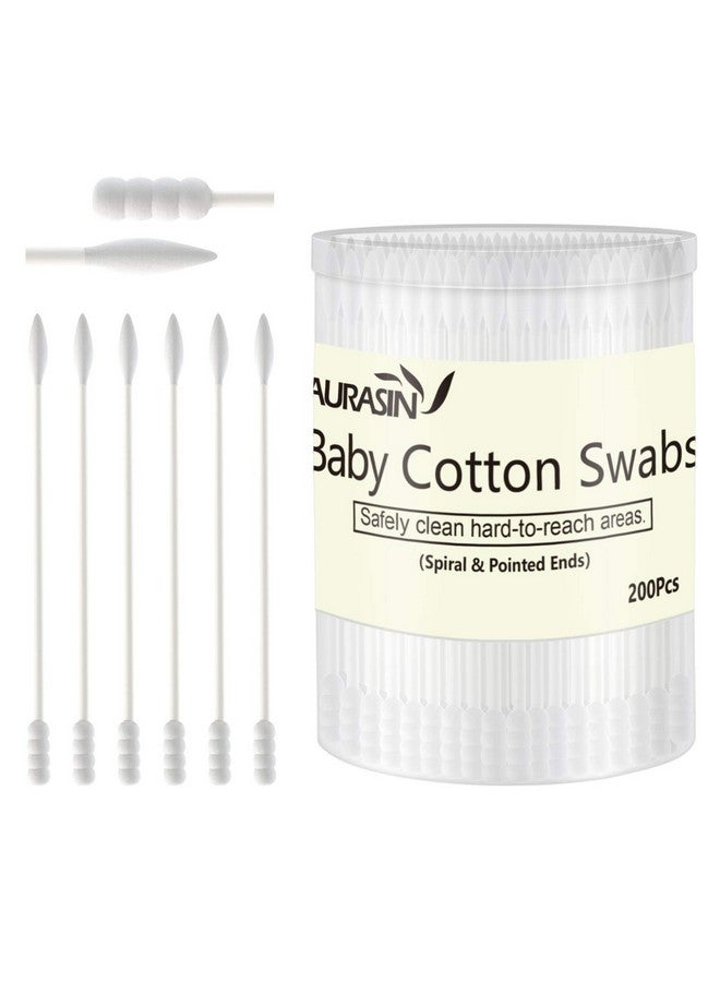 أوراسين أعواد قطنية للأطفال، أعواد ورقية، أعواد قطنية لتنظيف أذن وأنف الطفل - 200 قطعة (حلزونية ومدببة) - Image 1