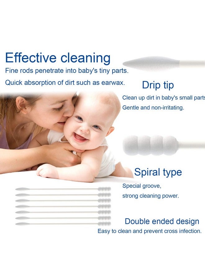 أوراسين أعواد قطنية للأطفال، أعواد ورقية، أعواد قطنية لتنظيف أذن وأنف الطفل - 200 قطعة (حلزونية ومدببة) - Image 3