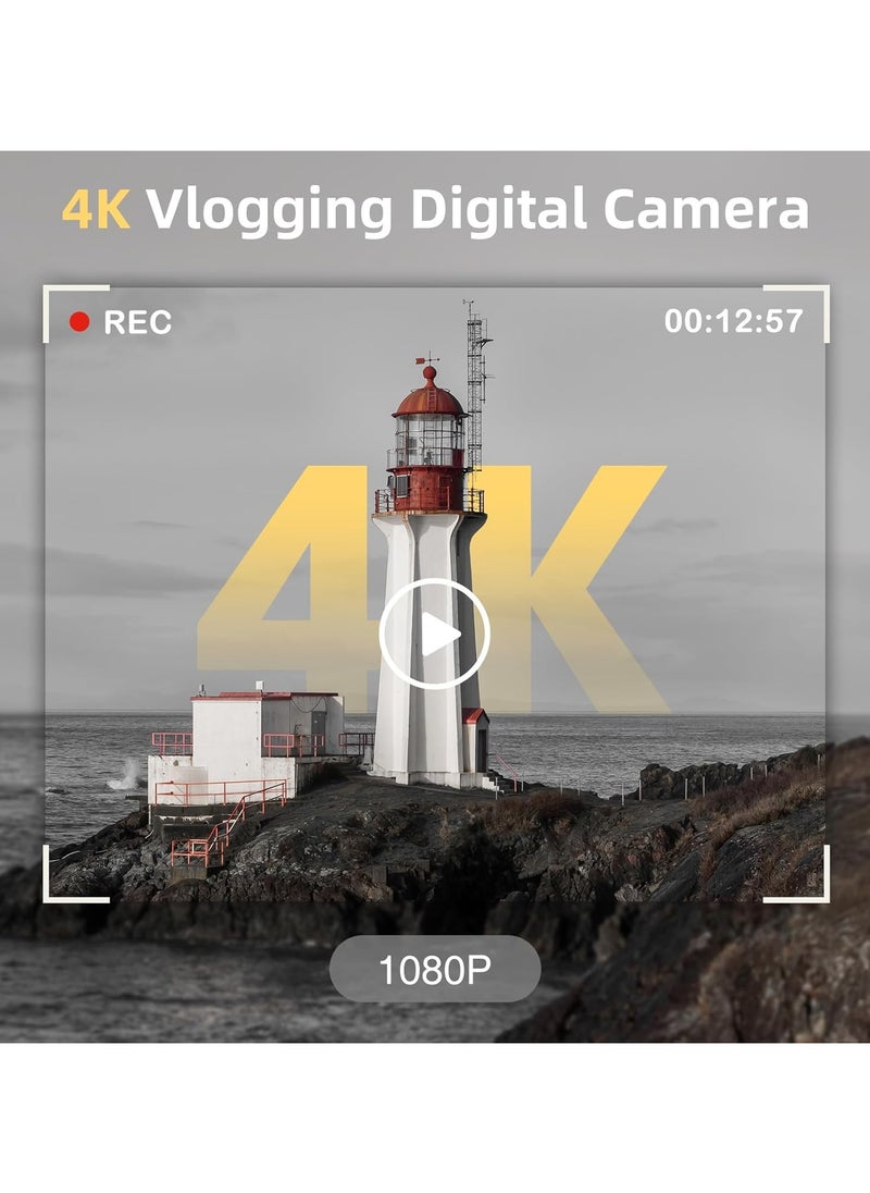IqwiCam 4K Digital Camera for Photography 48MP with 3'' 180° Flip Screen 16X Zoom Autofocus Vlogging Camera for YouTube, Compact Point and Shoot Cameras with 64GB Card Compact Travel Camera  - Image 3
