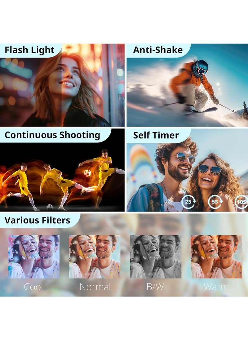 كاميرا رقمية 4K للتصوير الفوتوغرافي بدقة 48 ميجابكسل مع شاشة 3 بوصة قابلة للطي بزاوية 180 درجة وتكبير 16X وضبط تلقائي للصورة وكاميرا فيديو للتدوين على YouTube وكاميرات صغيرة الحجم مع بطاقة 64 جيجابايت وكاميرا سفر صغيرة الحجم