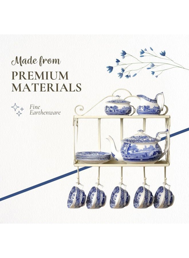 Spode Blue Italian 12 Piece Dinnerware Set - Earthenware Plates & Mugs Featuring Italian Countryside Scenes - Microwave Safe Tableware Set for 4 - Dishwasher & Oven Safe Dining Set - Image 5